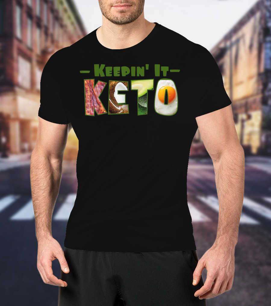 Keepin It Keto Diet Bacon Avocado Egg Breakfast T-Shirt