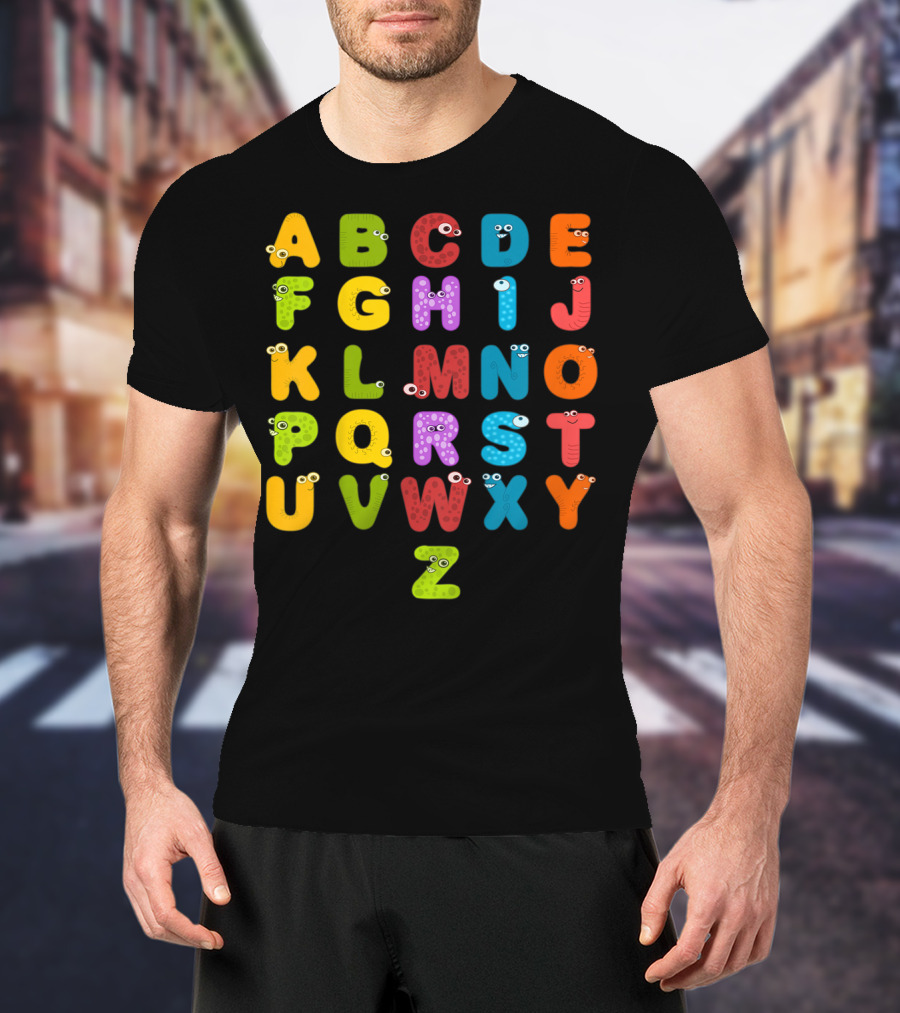 Kids Alphabet ABCs Learning Cute Monster Letters T-Shirt