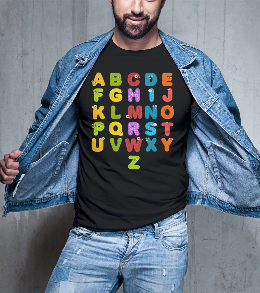 Kids Alphabet ABCs Learning Cute Monster Letters T-Shirt