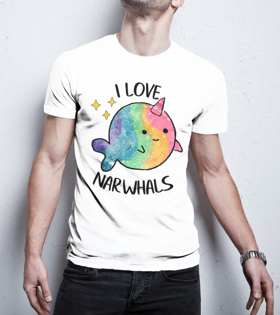 I Love Narwhals Rainbow Whale Kids T-Shirt