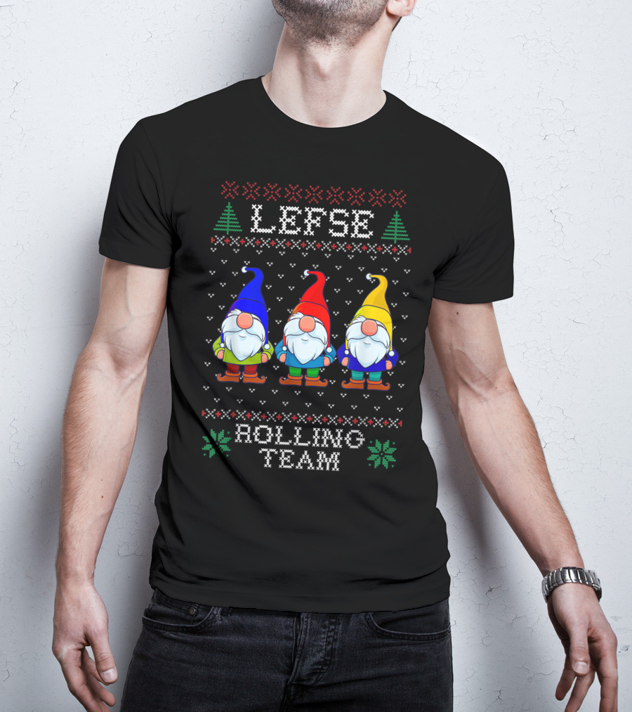 Lefse Rolling Team Christmas Baking Tomte Gnomes Holiday T-Shirt