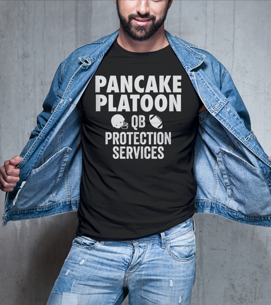 Pancake Platoon QB Protection Services Football Offensive Lineman Line T-Shirt