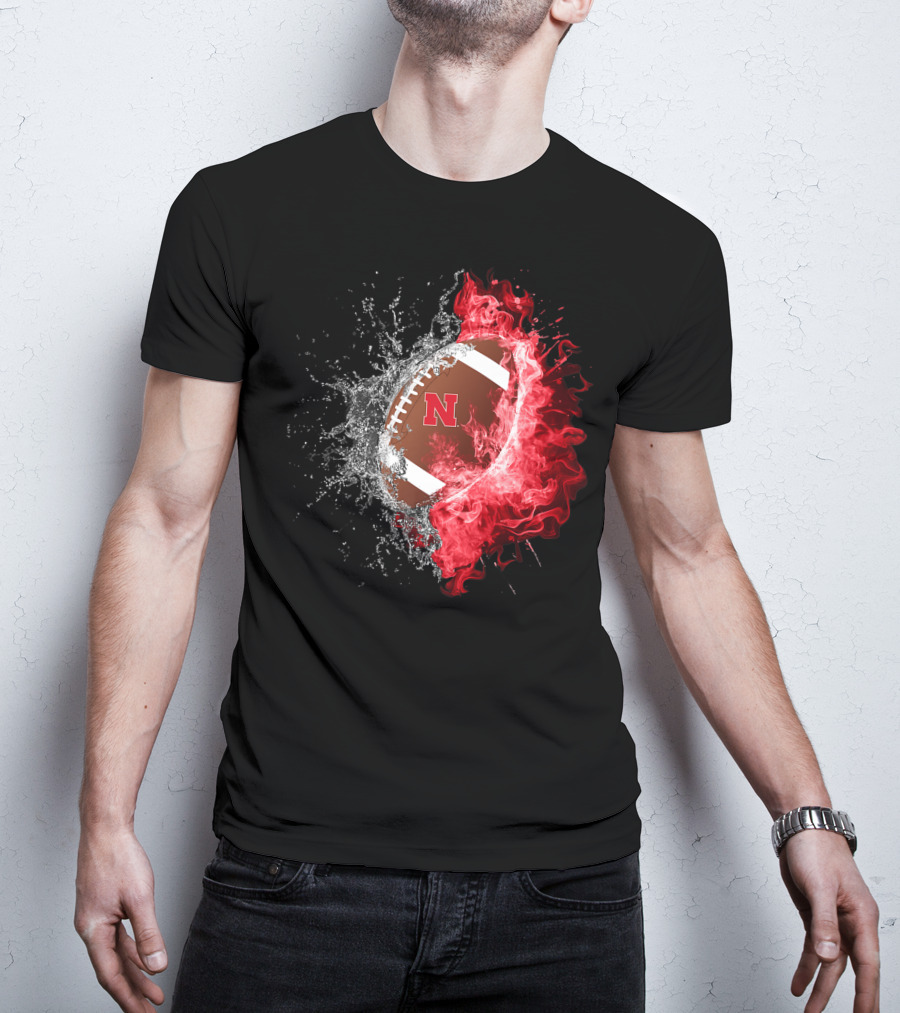 Nebraska Cornhuskers Football Water And Fire Burst T-Shirt