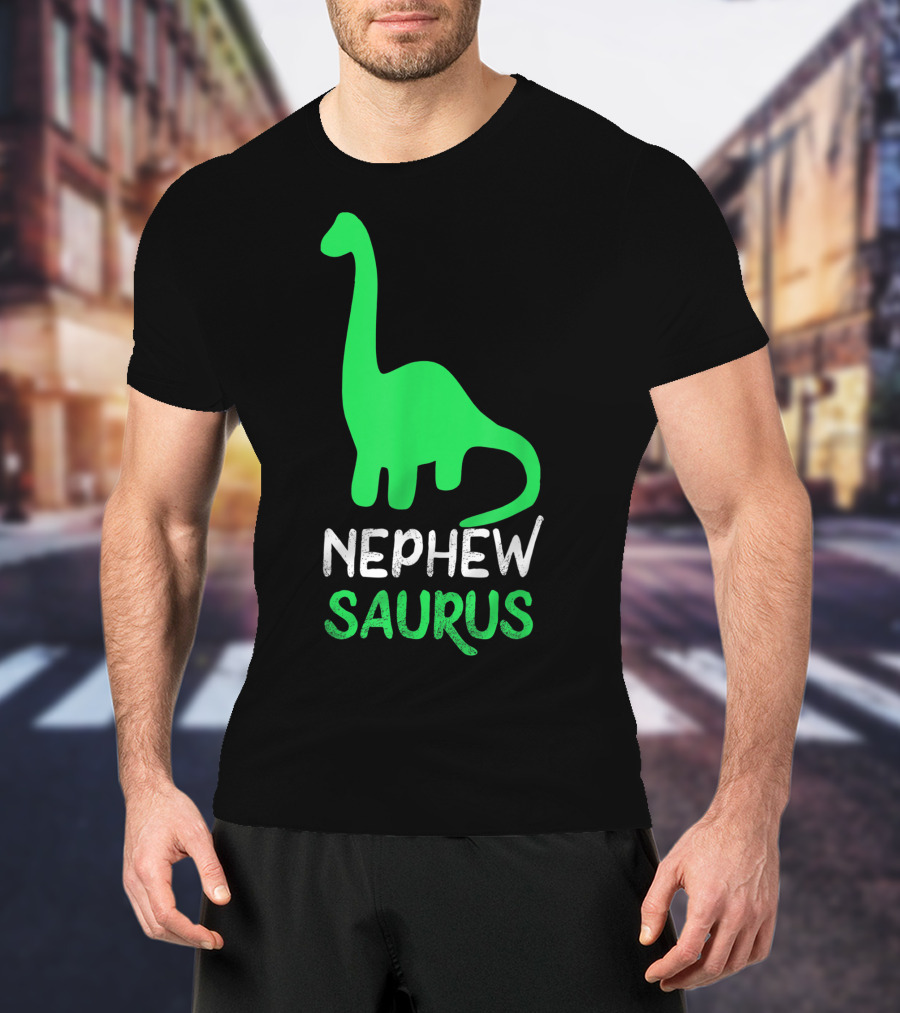 Nephewsaurus Funny Dinosaur Nephew Saurus Iconic Green Dinosaur T-Shirt