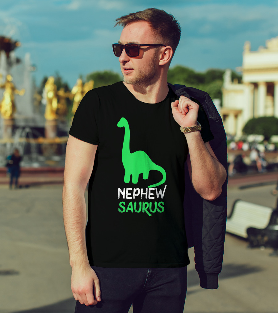 Nephewsaurus Funny Dinosaur Nephew Saurus Iconic Green Dinosaur T-Shirt