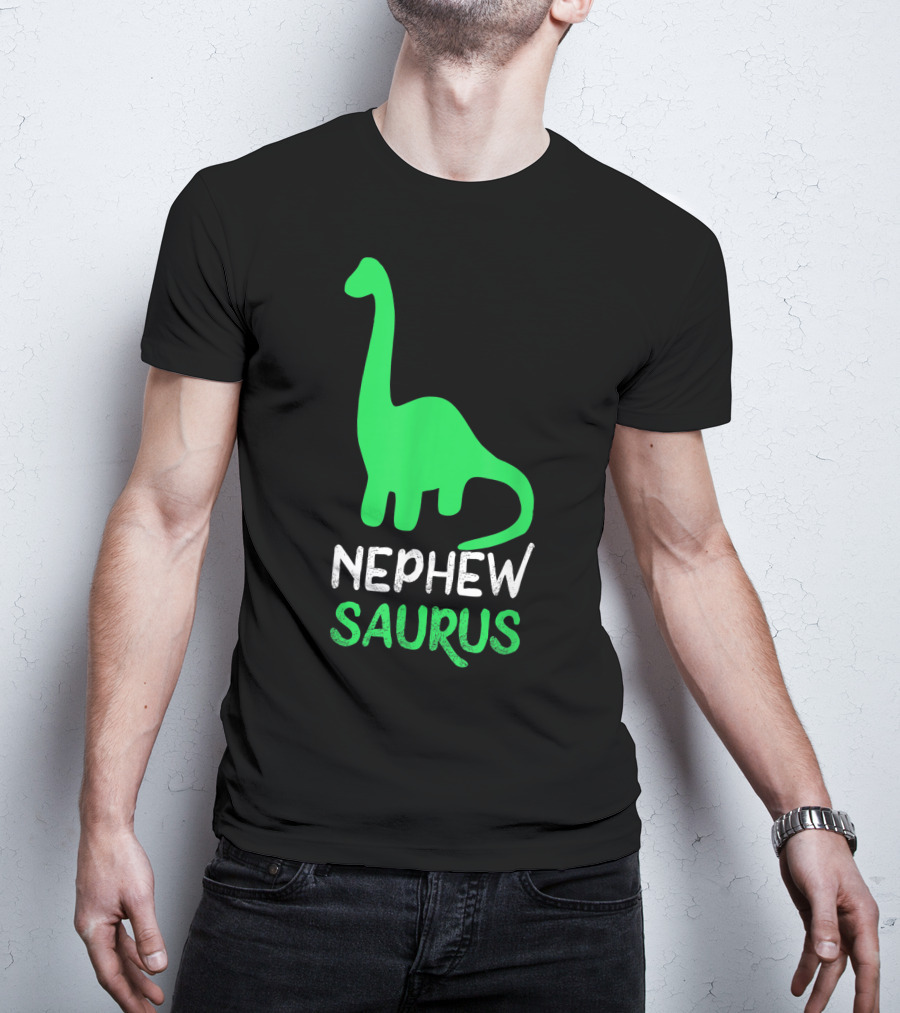 Nephewsaurus Funny Dinosaur Nephew Saurus Iconic Green Dinosaur T-Shirt