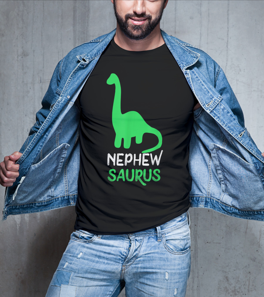 Nephewsaurus Funny Dinosaur Nephew Saurus Iconic Green Dinosaur T-Shirt