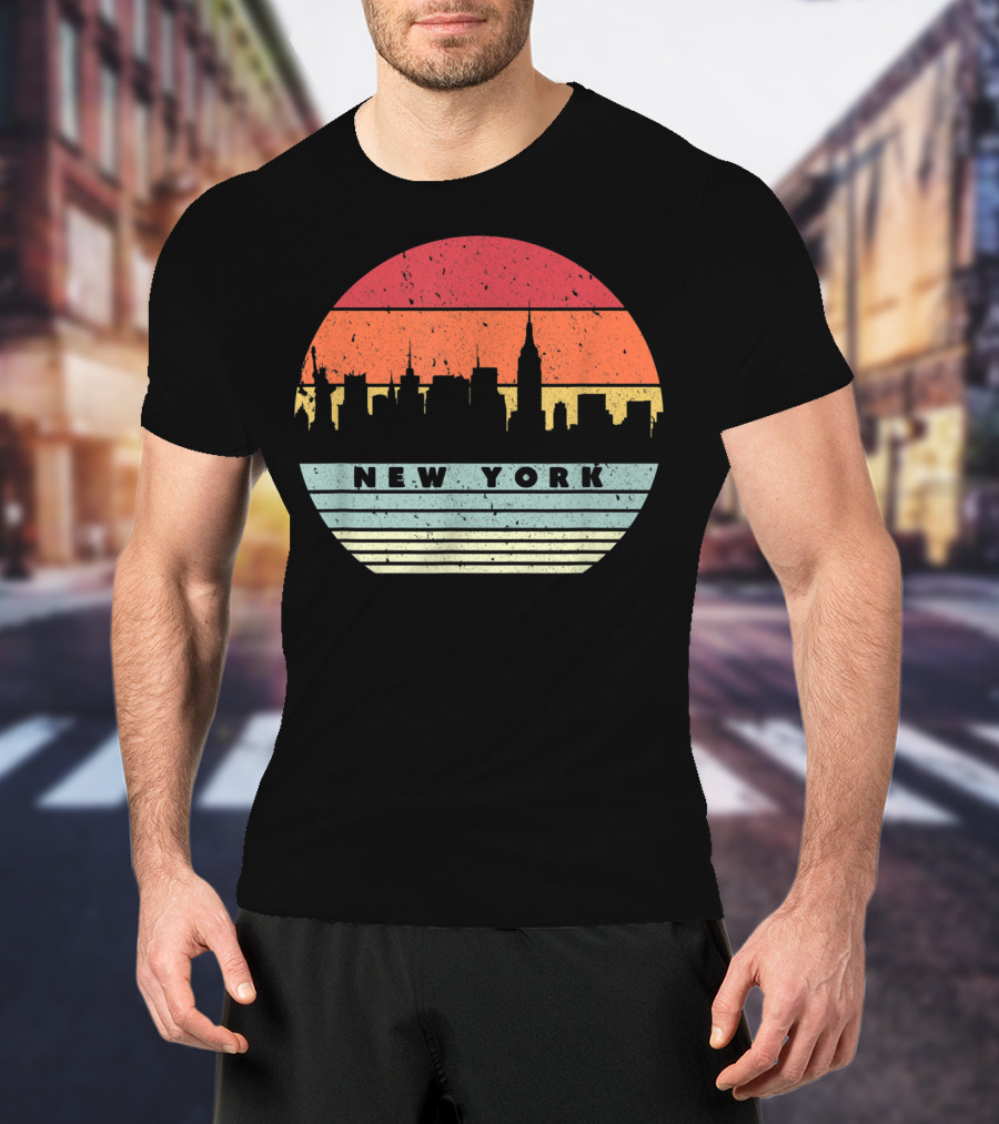 New York Retro Skyline Souvenir Style USA T-Shirt