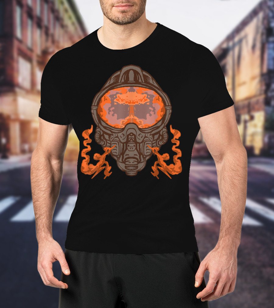 Nuke Atom Bomb Fallout Hydrogen Bomb Abomb Gas Mask Nuclear Explosion Reflection T-Shirt