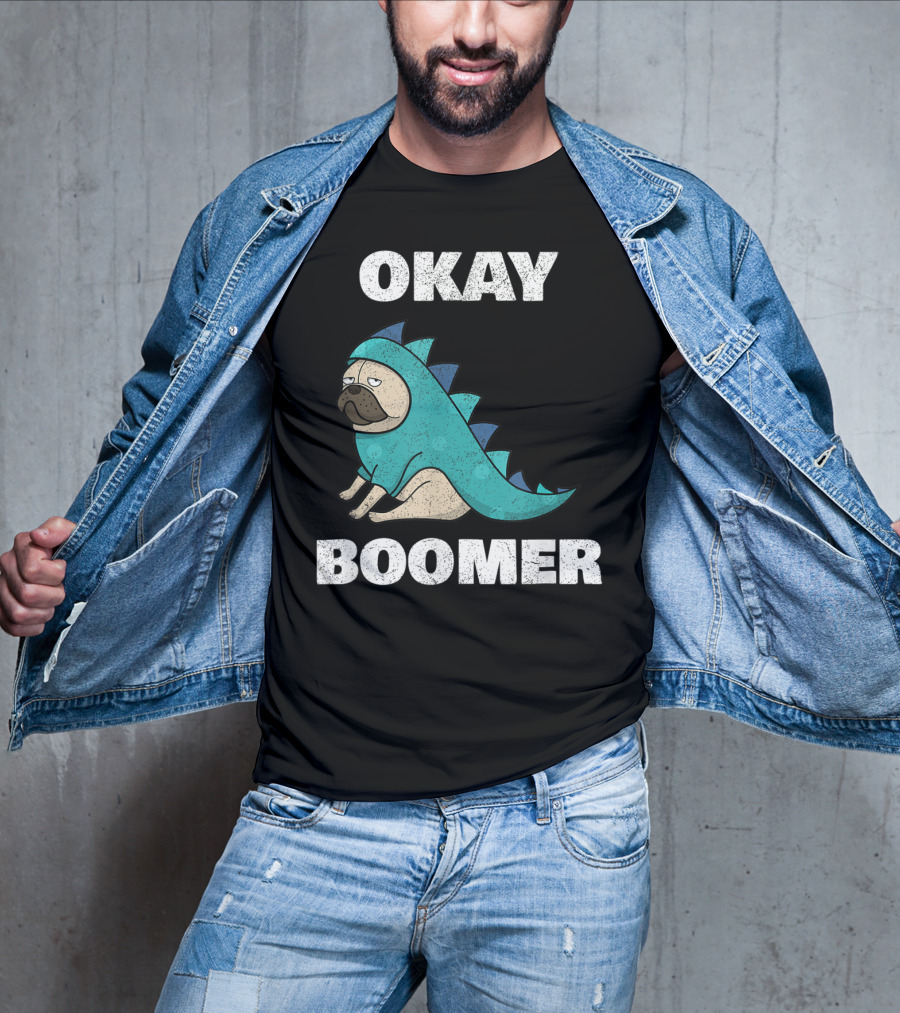 Okay Boomer Funny Dinosaur Pug T-Shirt