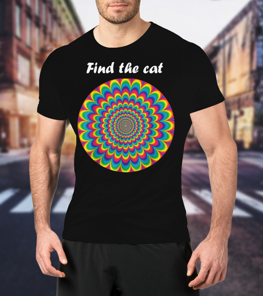 Find The Cat Optical Illusion Spiral T-Shirt