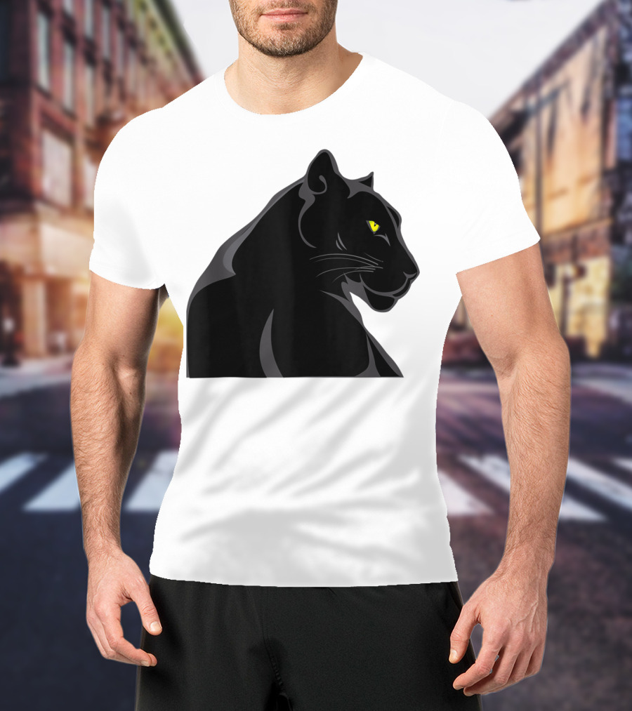 Panthera Cat Leopard Melanistic Black Panther Yellow Eyes T-Shirt