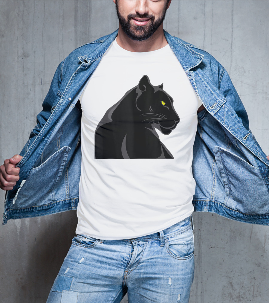 Panthera Cat Leopard Melanistic Black Panther Yellow Eyes T-Shirt