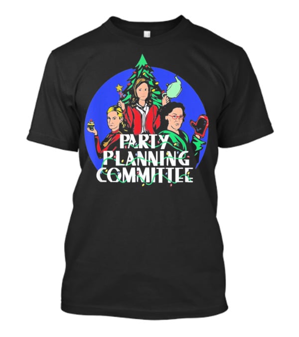 Party Planning Committee Christmas Fun With Tree Background T-Shirt