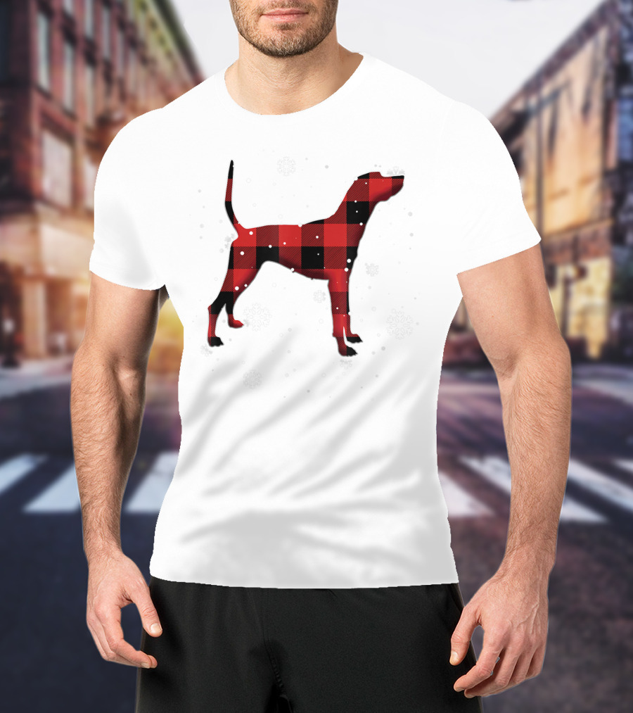 Plott Hound Dog Plaid Snowflakes T-Shirt