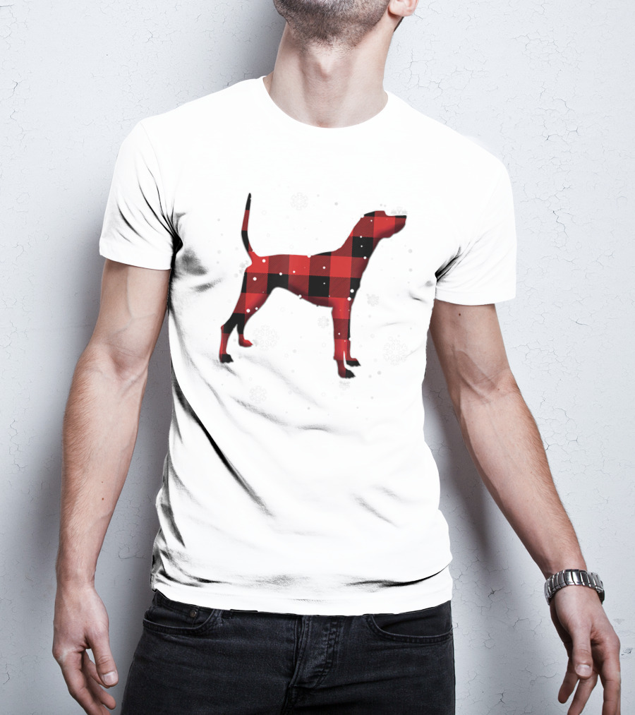 Plott Hound Dog Plaid Snowflakes T-Shirt