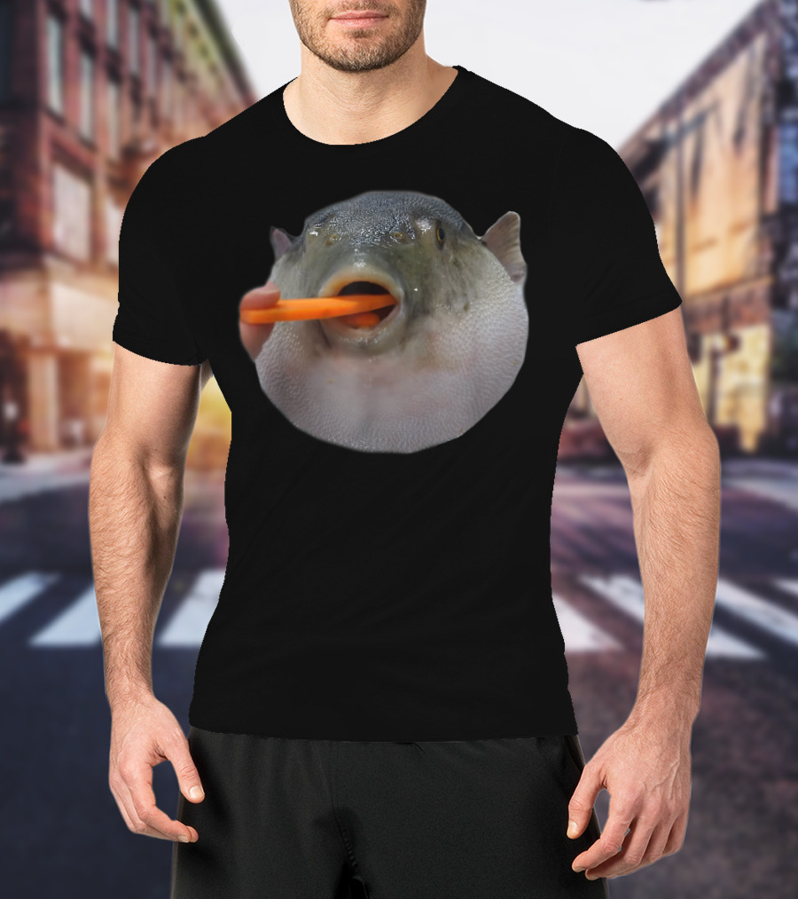 Pufferfish Eating A Carrot Funny Blowfish Dank Meme T-Shirt