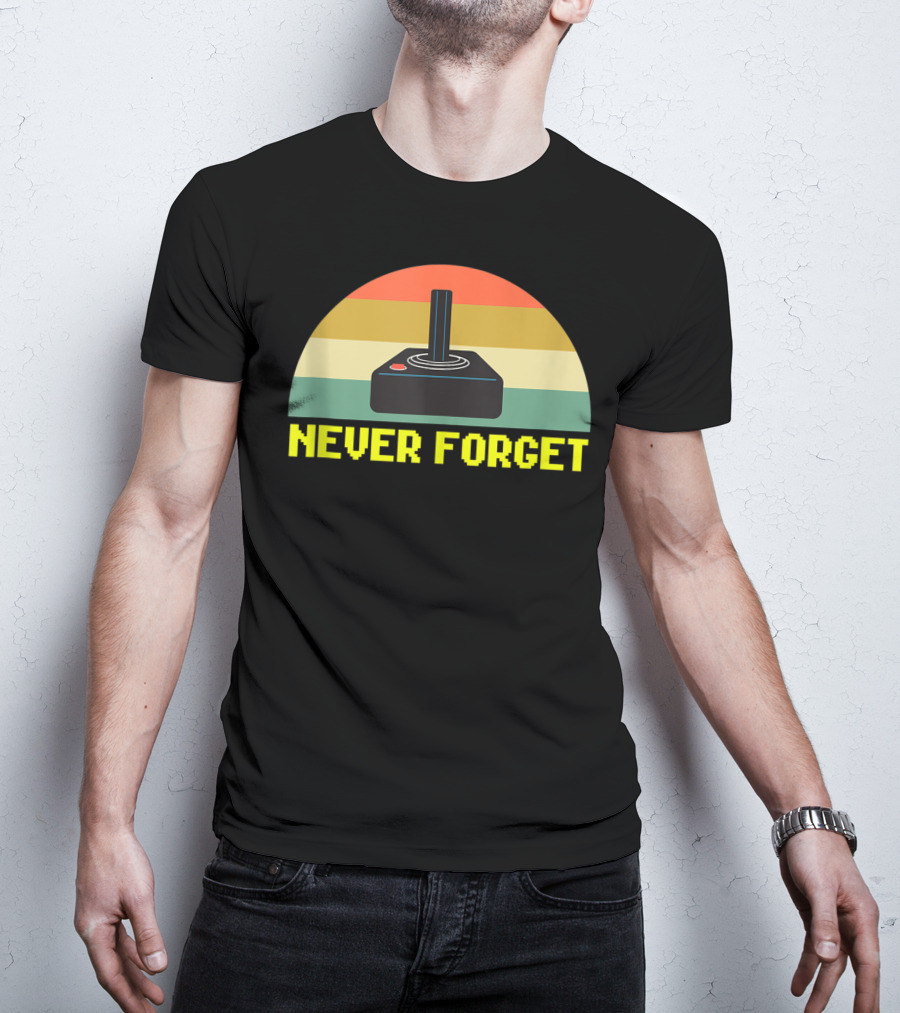 Never Forget Retro 80S Joystick Video Game Controller Pixel T-Shirt