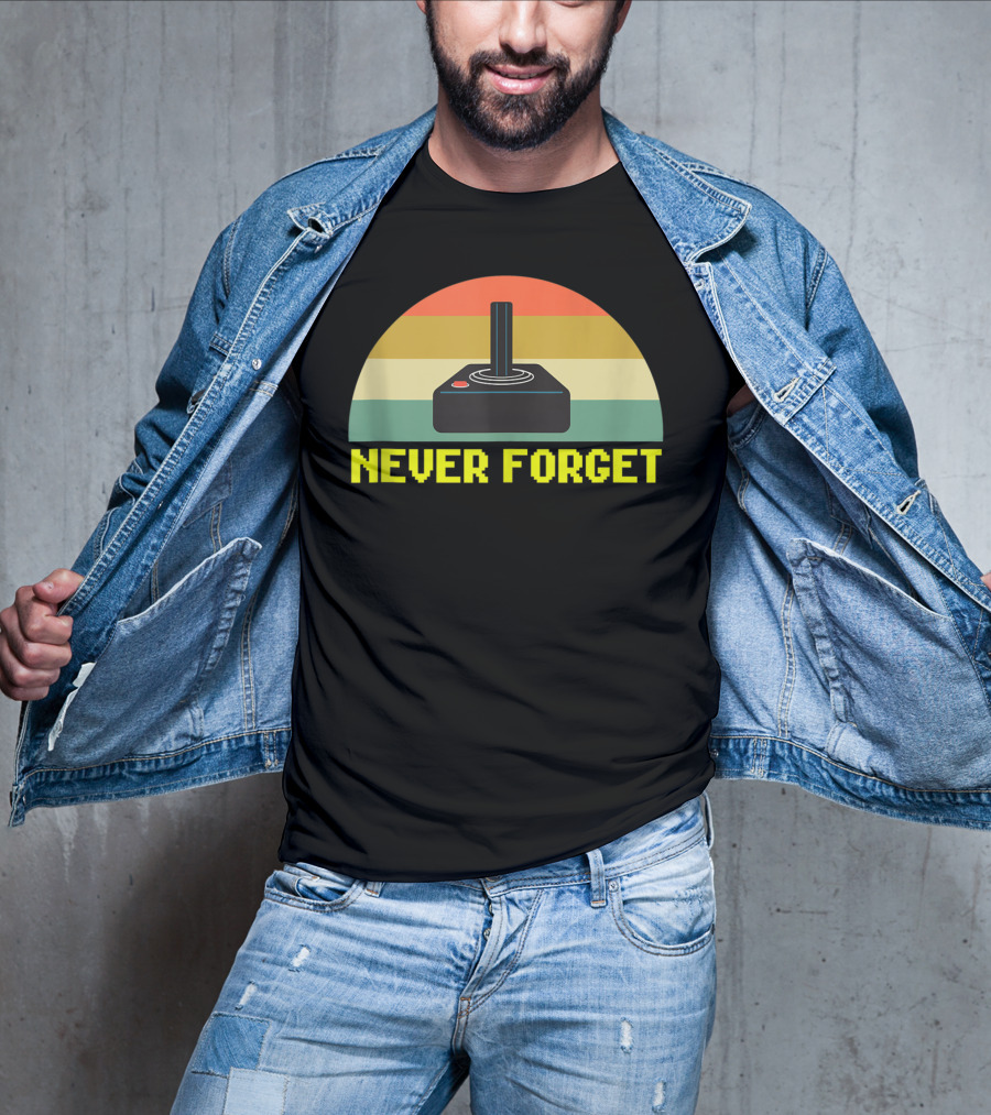 Never Forget Retro 80S Joystick Video Game Controller Pixel T-Shirt