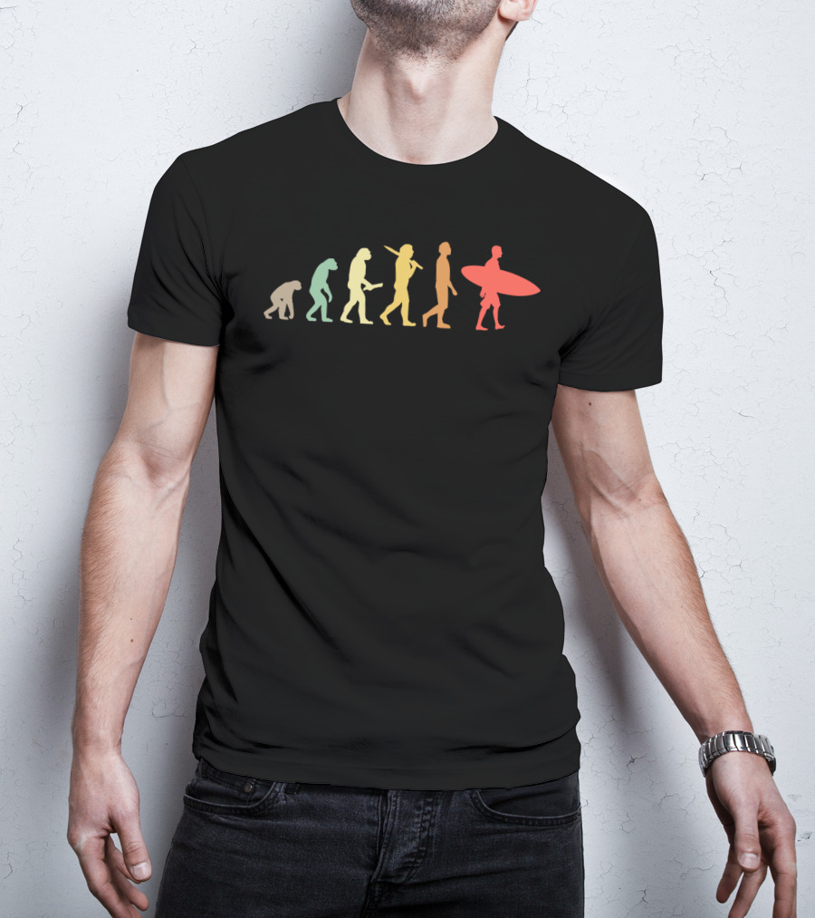 Retro Surfing Evolution For Surfers Iconic Evolution Sequence T-Shirt