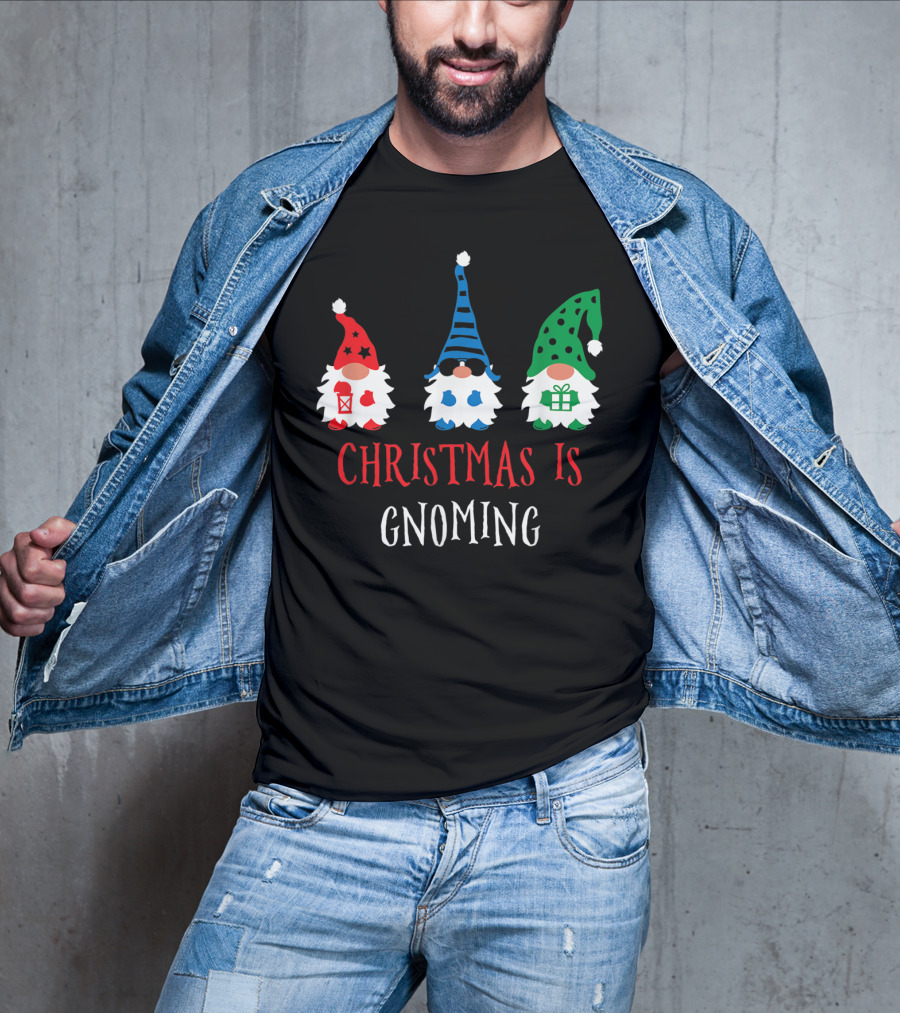 Christmas Is Gnoming Santa Claus Garden Gnome T-Shirt