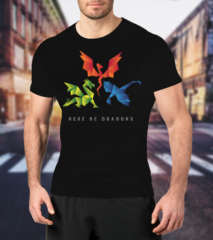 Here Be Dragons Scp1762 Origami T-Shirt