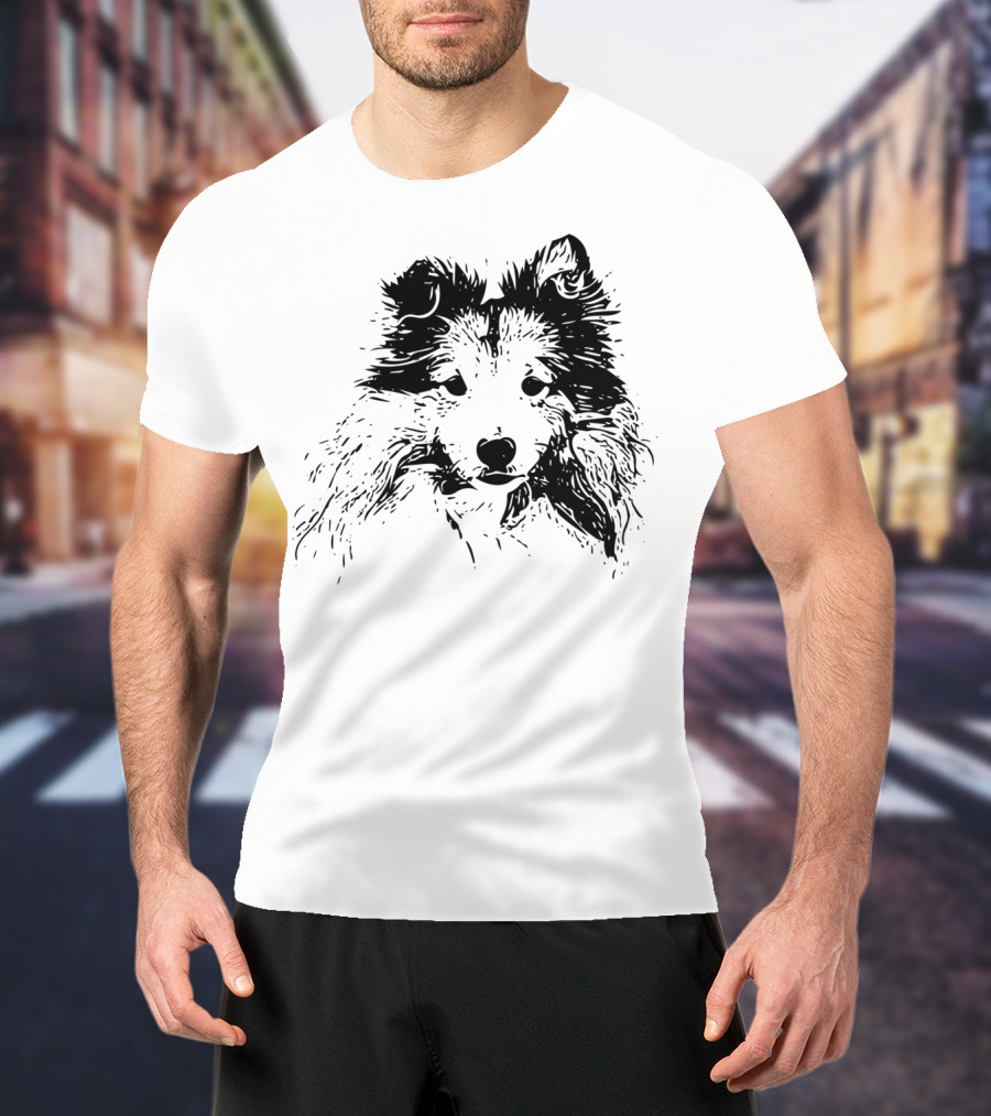 Shetland Sheepdog Outline Sketch T-Shirt