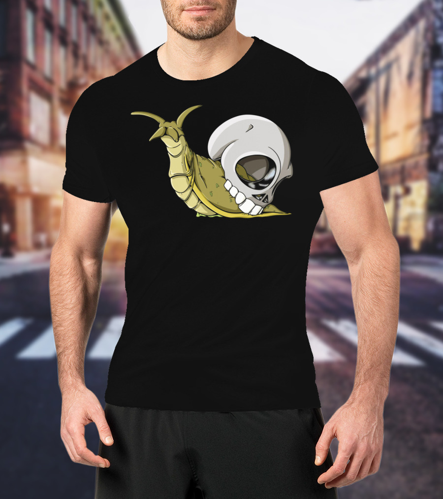 Skullug Funny Mix Skull With Slug Shell T-Shirt