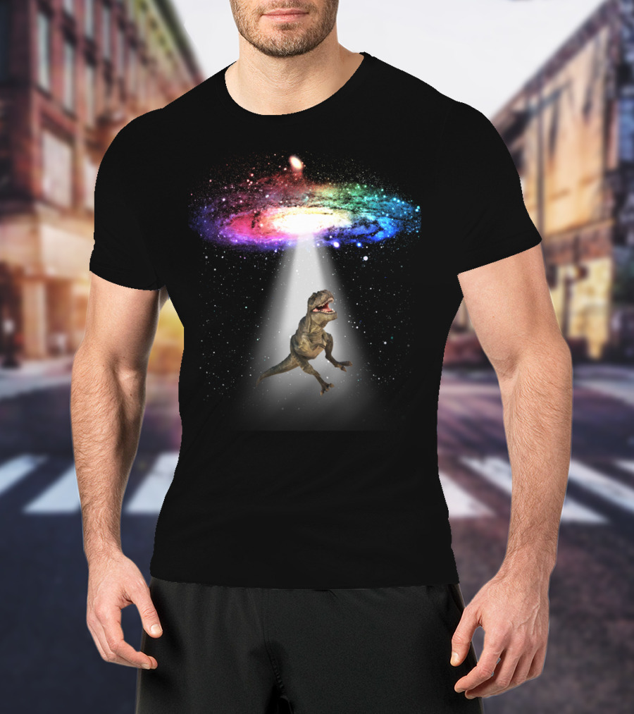 Space Dinosaur Trex In Galaxy Beam T-Shirt