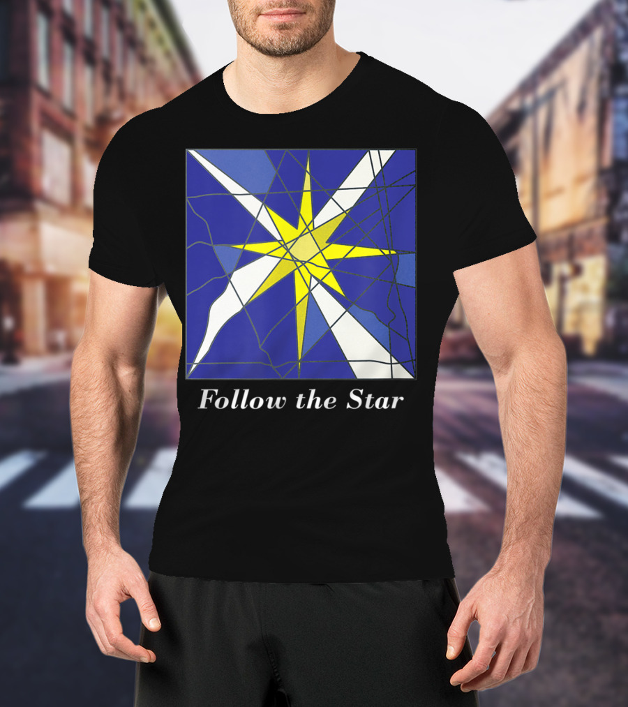 Follow The Star Stained Glass Style Star Of Bethlehem T-Shirt