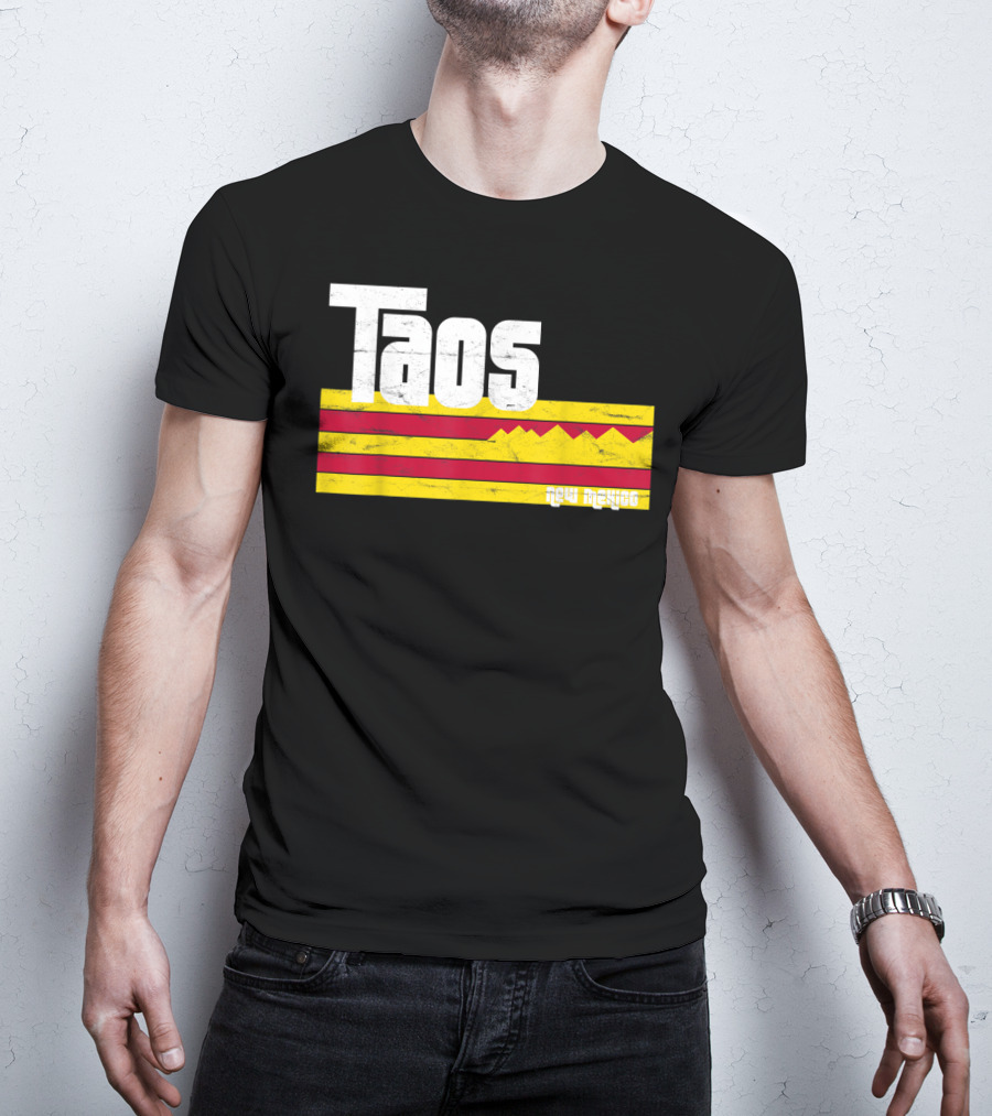 Taos New Mexico Vintage Mountain Stripes Skiing Hiking T-Shirt