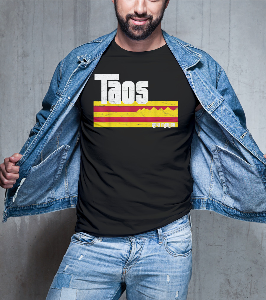 Taos New Mexico Vintage Mountain Stripes Skiing Hiking T-Shirt