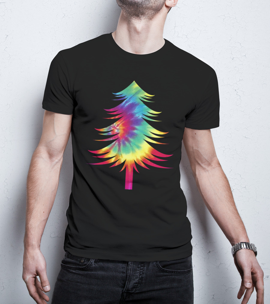 Tie Dye Christmas Tree Colorful Tye Dye Rainbow Effect T-Shirt