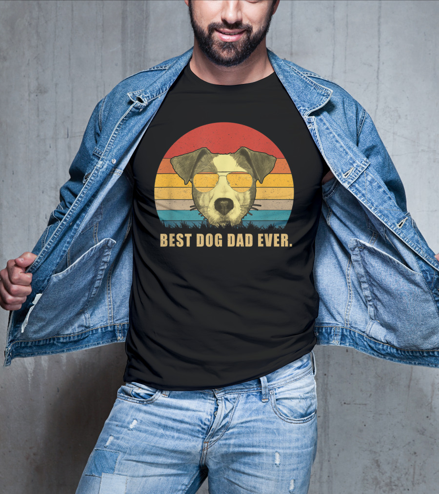 Vintage Jack Russell Terrier Best Dog Dad Ever Retro Sunglasses T-Shirt
