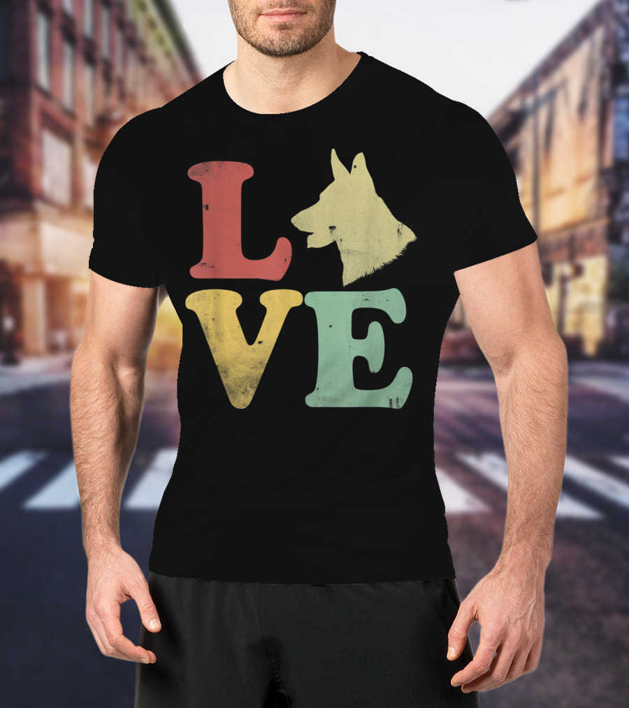 Vintage I Love My German Shepherd Beagle Love Dog T-Shirt