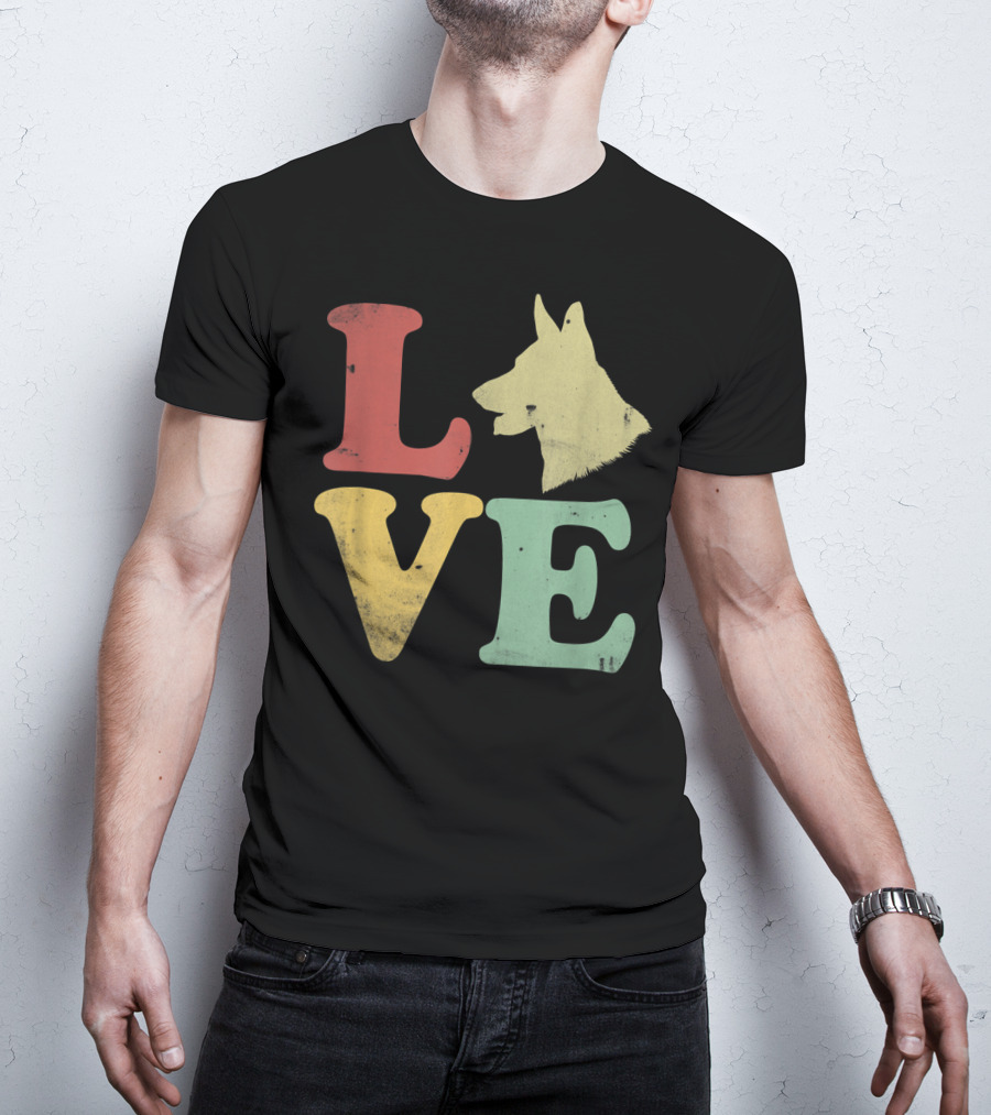 Vintage I Love My German Shepherd Beagle Love Dog T-Shirt