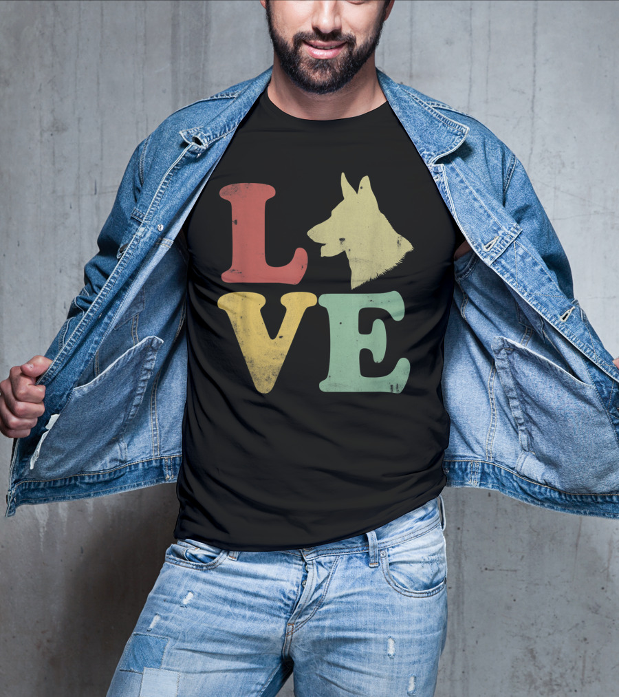 Vintage I Love My German Shepherd Beagle Love Dog T-Shirt