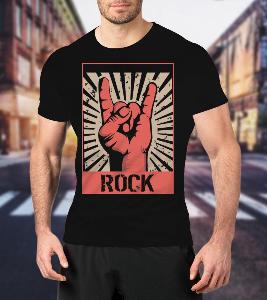 Vintage Rock Hand Gesture 70s 80s Concert Band T-Shirt