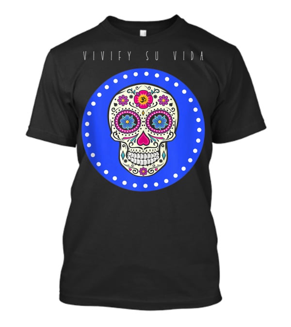 Vivify Su Vida Sugar Skull Blue Circle T-Shirt