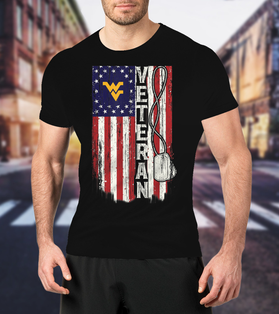 West Virginia Mountaineers Veteran American Flag T-Shirt