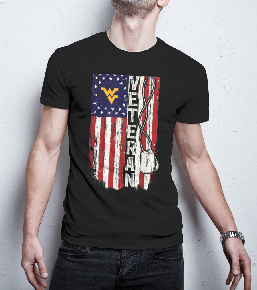 West Virginia Mountaineers Veteran American Flag T-Shirt