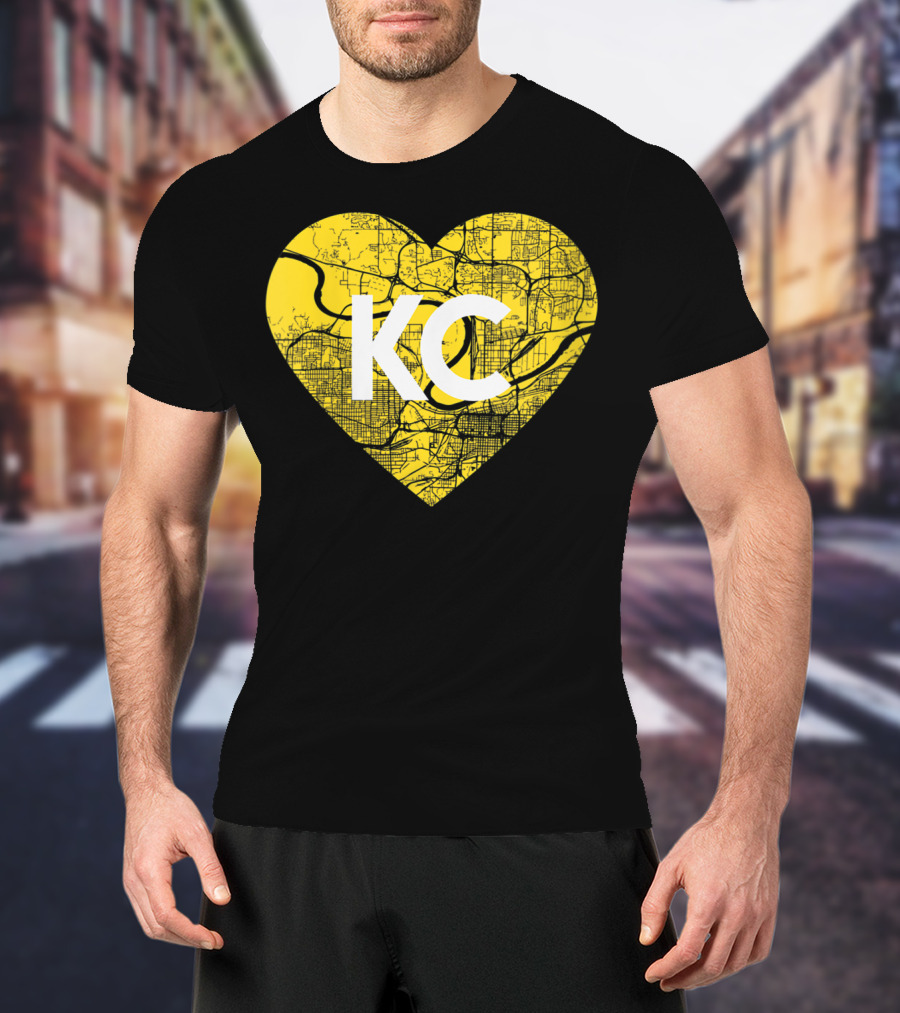 I Love Kansas City Football KC Heart Map T-Shirt