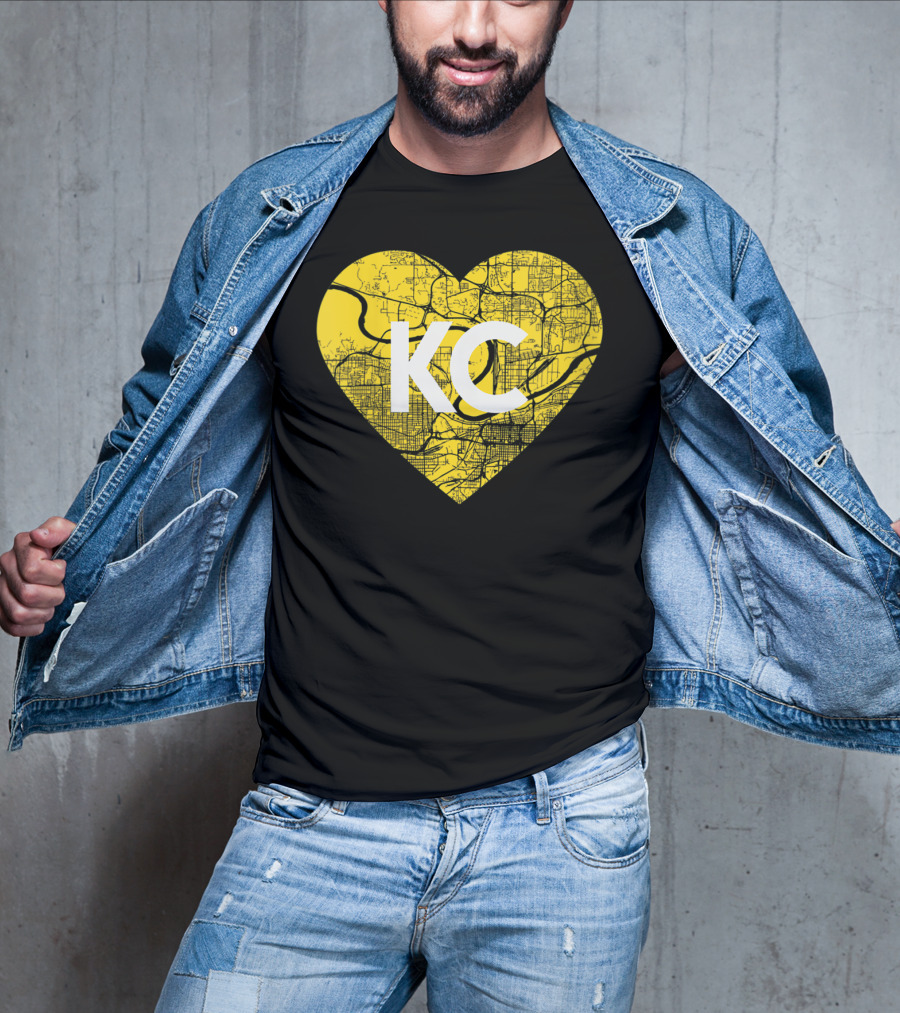 I Love Kansas City Football KC Heart Map T-Shirt