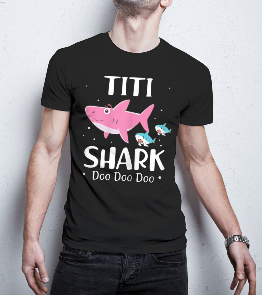 Titi Shark Doo Doo Doo Cute Cartoon Pink And Blue Sharks T-Shirt
