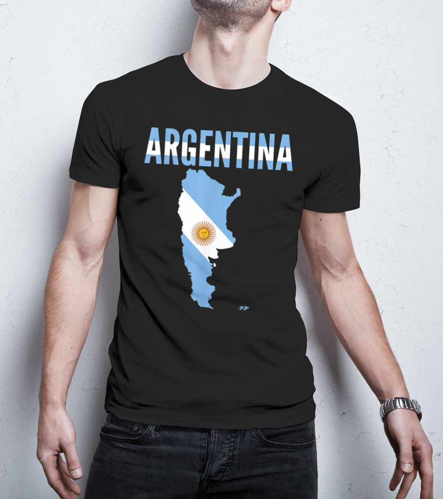 ARGENTINA Map Country Flag Sun Emblem T-Shirt