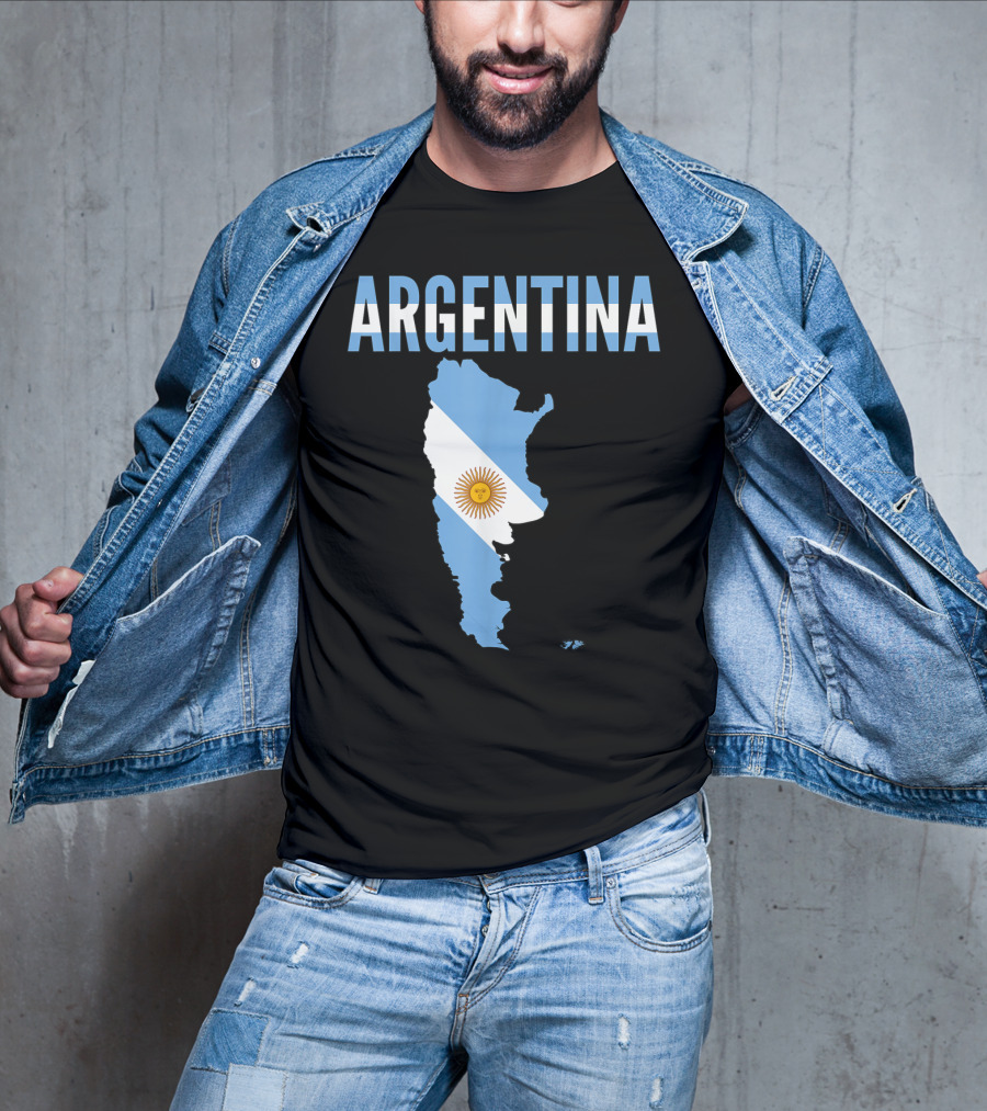 ARGENTINA Map Country Flag Sun Emblem T-Shirt