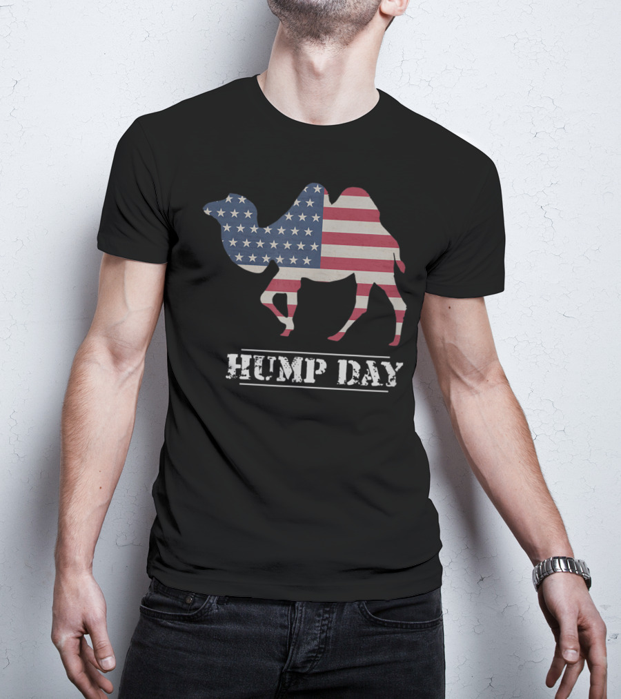 Hump Day American Flag Camel Funny T-Shirt