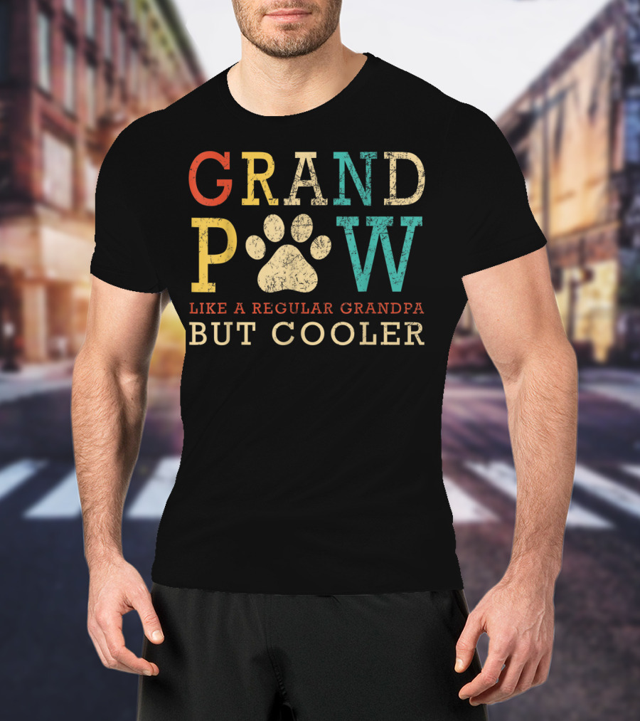 Funny Grand Paw Like Regular Grandpa But Cooler Vintage Dogs T-Shirt