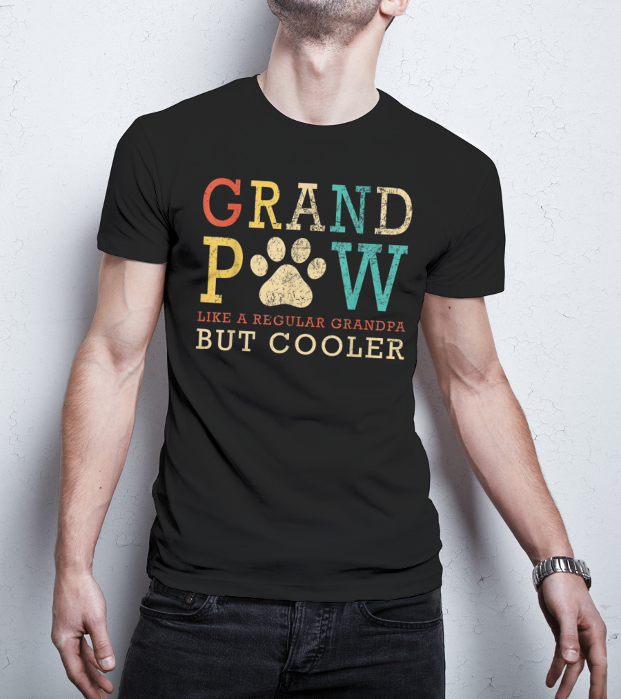 Funny Grand Paw Like Regular Grandpa But Cooler Vintage Dogs T-Shirt