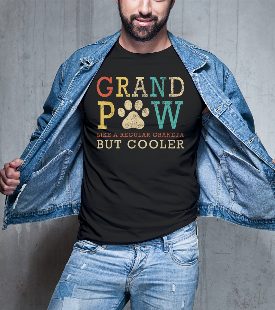 Funny Grand Paw Like Regular Grandpa But Cooler Vintage Dogs T-Shirt